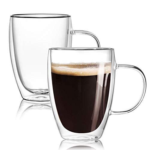8) Double Walled 12-Ounce Glass Coffee Mugs (Set of 2)