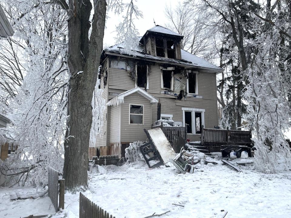 This is the back of the 728 Broad Ave., home damaged in an early morning fire Sunday.