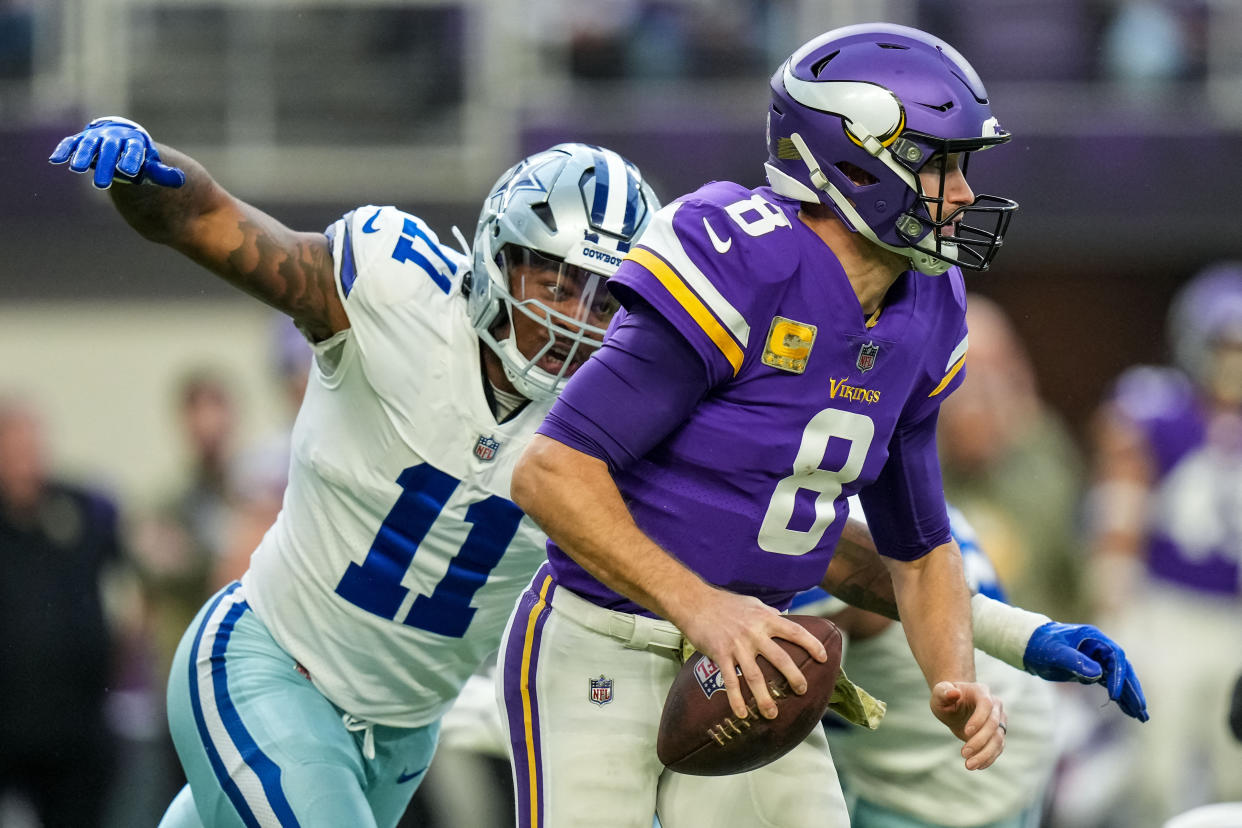 Micah Parsons (11) and the Cowboys showed Kirk Cousins and the Vikings what's awaiting them in the NFC playoffs. (Brace Hemmelgarn-USA TODAY Sports)