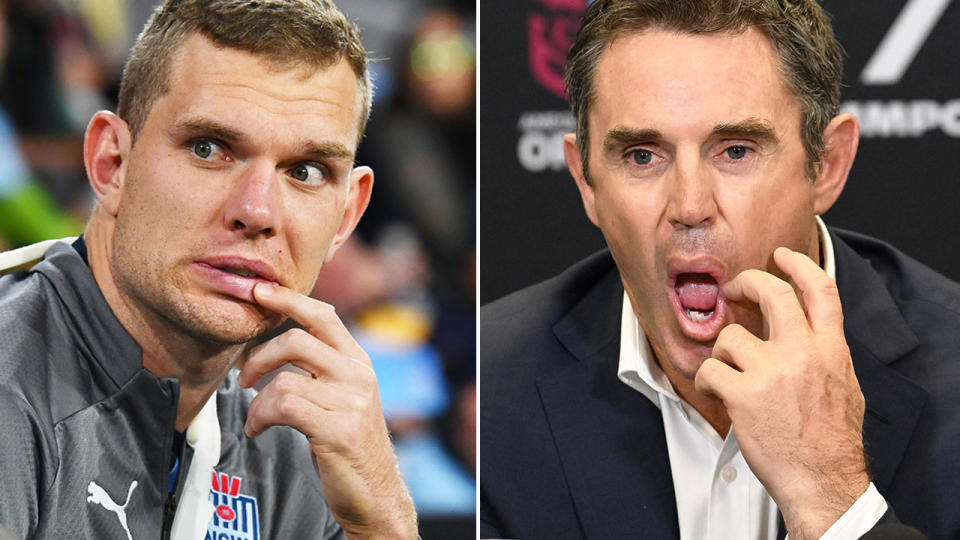 Pictured left to right, Tom Trbojevic and NSW coach Brad Fittler in Origin Game II.