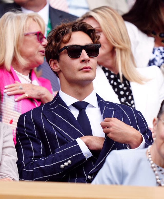 George Russell in the royal box at Wimbledon