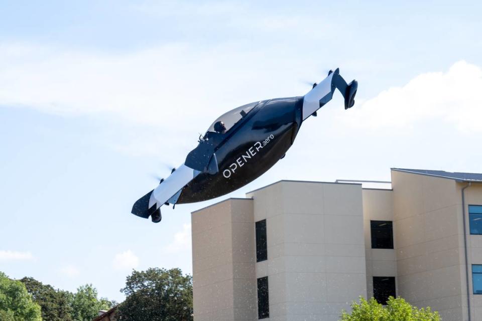 Opener demonstrated its eVTOL aircraft, BLACKFLY, to students at Westlake Academy on October 3, 2023.