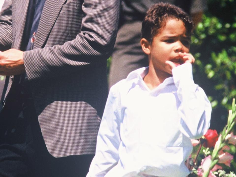 Justin Simpson at Nicole Brown Simpson's funeral in Los Angeles.