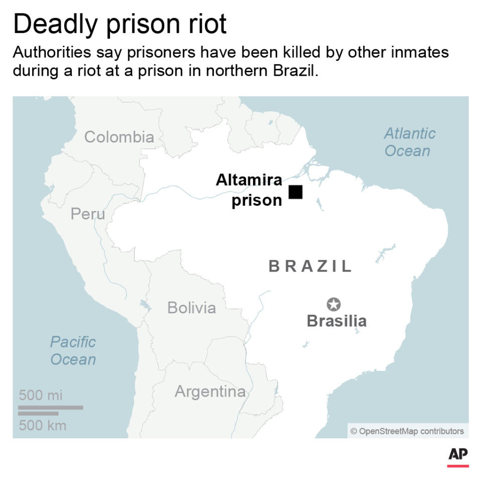 Adds jpeg; map shows location of Brazil prison riot; 2c x 3 1/2 inches; 96.3 mm x 88 mm;