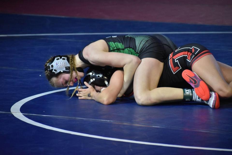 Azle’s Noah Kovach competes in the UIL state wrestling championships in Cypress, Texas on Feb. 17, 2024.