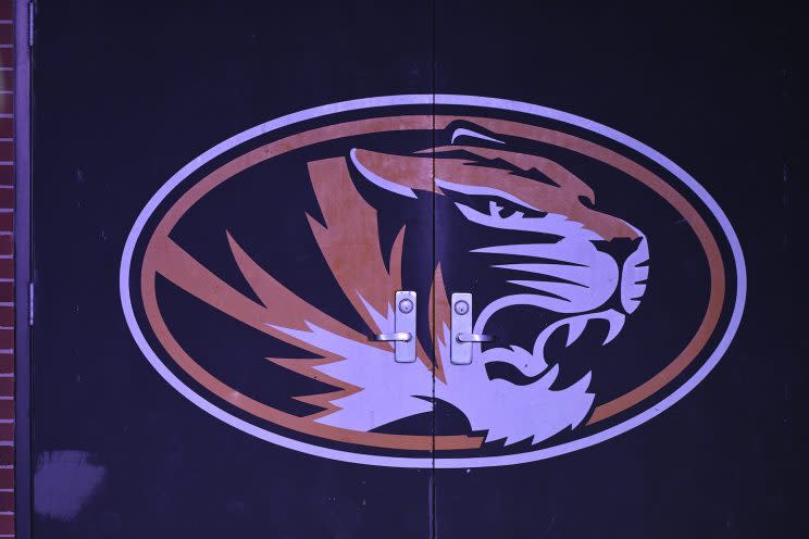 COLUMBIA, MO – NOVEMBER 25: A Missouri Tigers logo is seen on the locker room door at Memorial Stadium on November 25, 2016 in Columbia, Missouri. (Photo by Ed Zurga/Getty Images) *** Local Caption ***