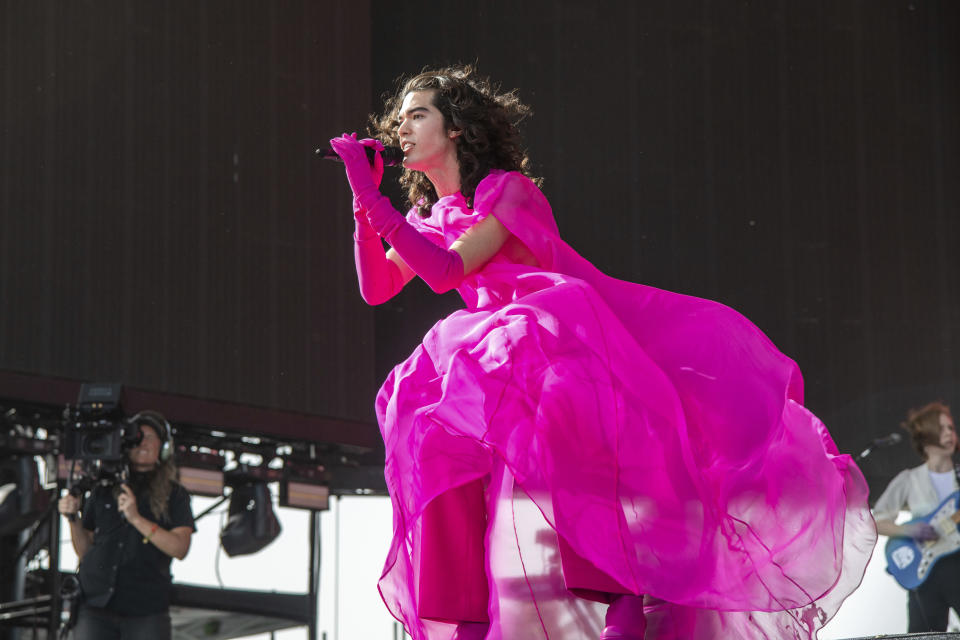 Conan Gray in Valentino at the 2022 Coachella Valley Music and Arts Festival. - Credit: Amy Harris/Invision/AP