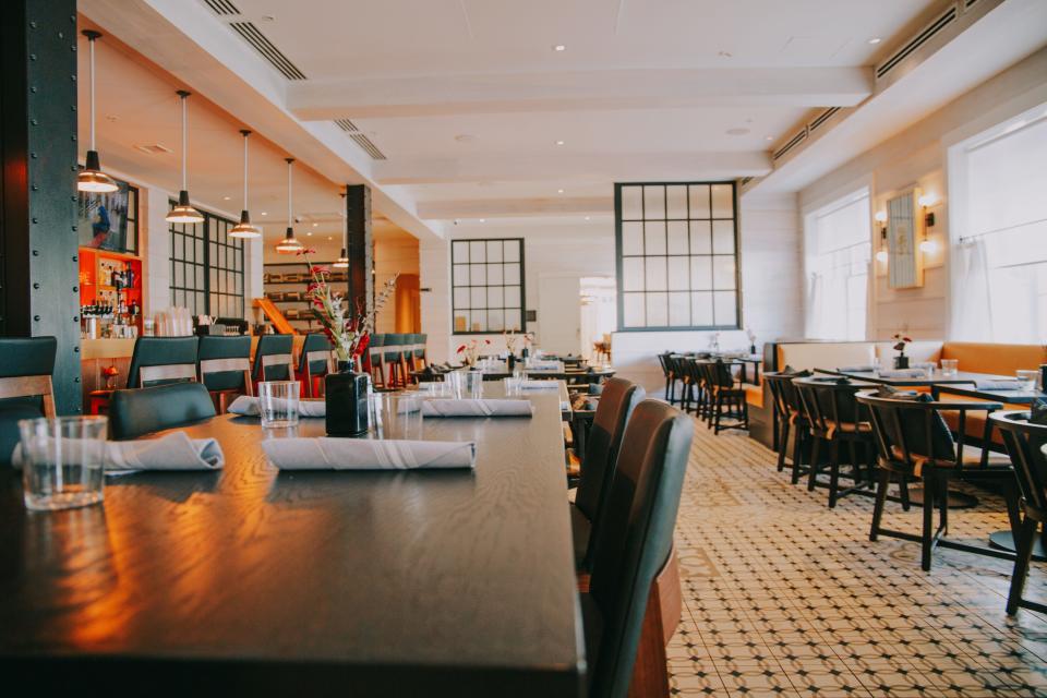 The re-designed dining room in Pacci, located in the Brice Hotel on Houston Street.