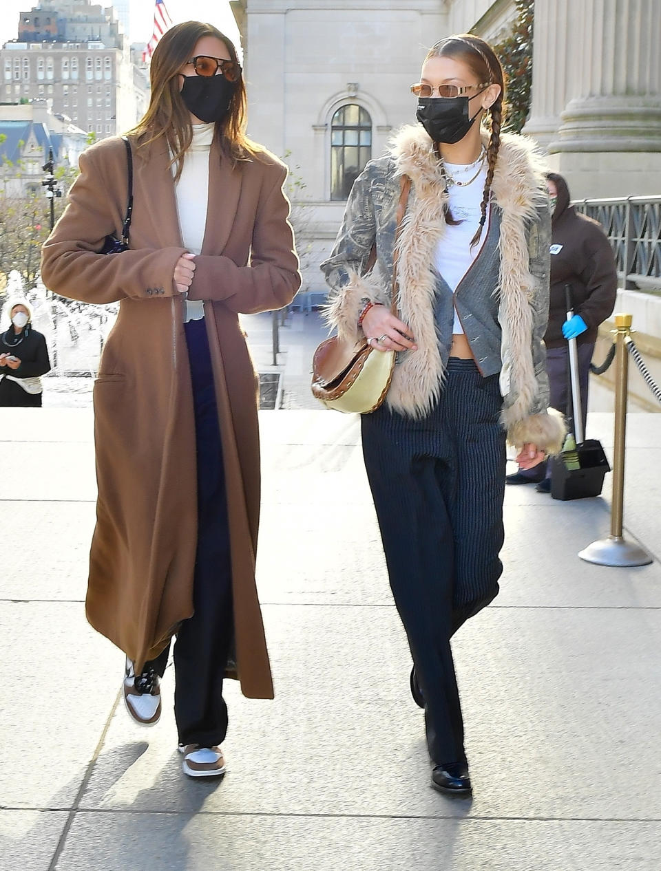 <p>Kendall Jenner and Bella Hadid leave Bubby's and head to the Metropolitan Museum of Art on Thursday in N.Y.C.</p>
