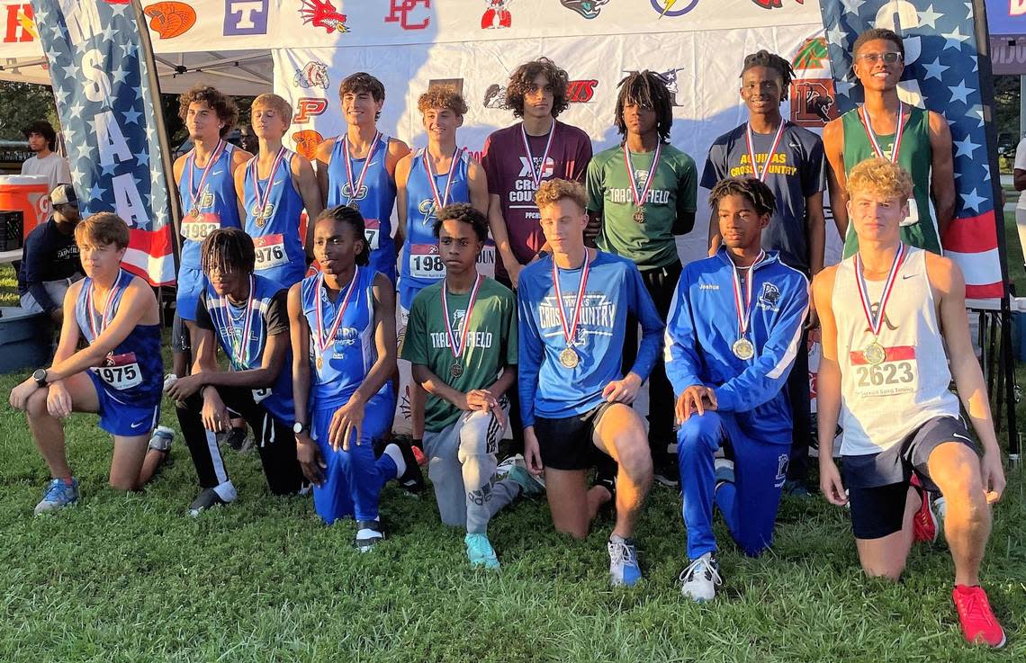 The Top 15 finishers in the boys’ division of the BCAA Cross-Country Championships at Markham Park in Sunrise. Photo Via BCAA Sports Twitter