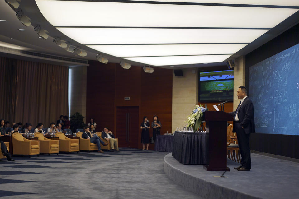 Huawei's Chief Legal Officer Song Liuping speaks at a press conference at the company's headquarters in Shenzhen in southern China's Guangdong province, Thursday, June 27, 2019. Chinese tech giant Huawei has warned a U.S. proposal to block the company from pursuing damages in the country's patent courts would be a "catastrophe for global innovation." (AP Photo/Dake Kang)