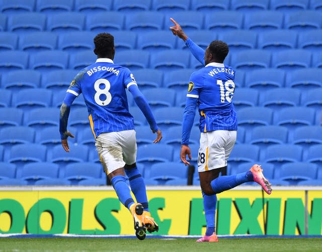 Danny Welbeck celebrates scoring 