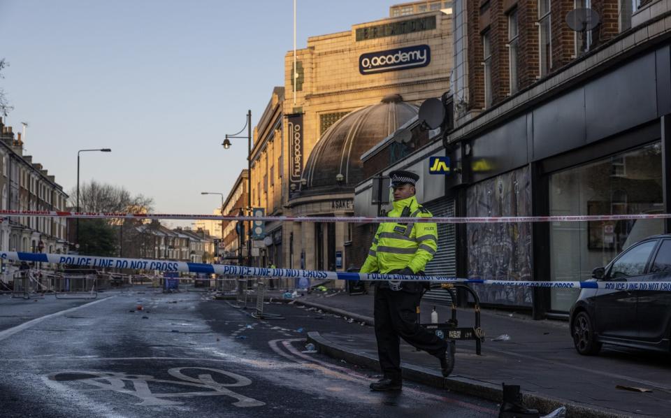 Brixton's 02 Academy cordoned by police off the day after the fatal crush - Dan Kitwood/Getty Images