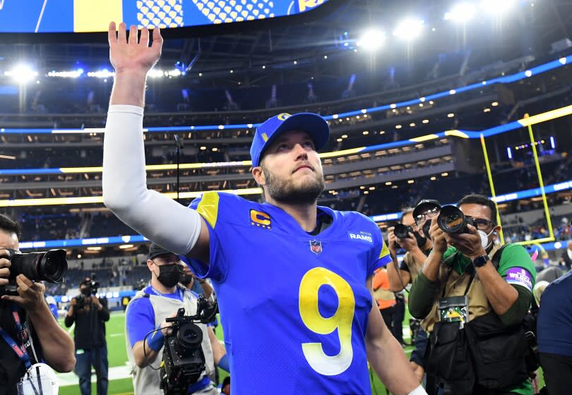 Los Angeles, California January 17, 2022: Rams quarterback Matthew Stafford waves to the fans.