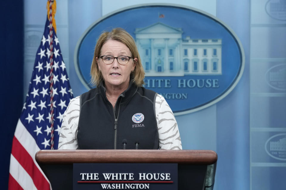 FILE - Federal Emergency Management Agency administrator Deanne Criswell speaks during the daily briefing at the White House in Washington, Aug. 29, 2023. FEMA is making changes to its individual assistance program that helps disaster survivors. Criswell said the changes are designed to make it easier for disaster survivors to apply for and get help without the bureaucratic hassle. (AP Photo/Susan Walsh, File)