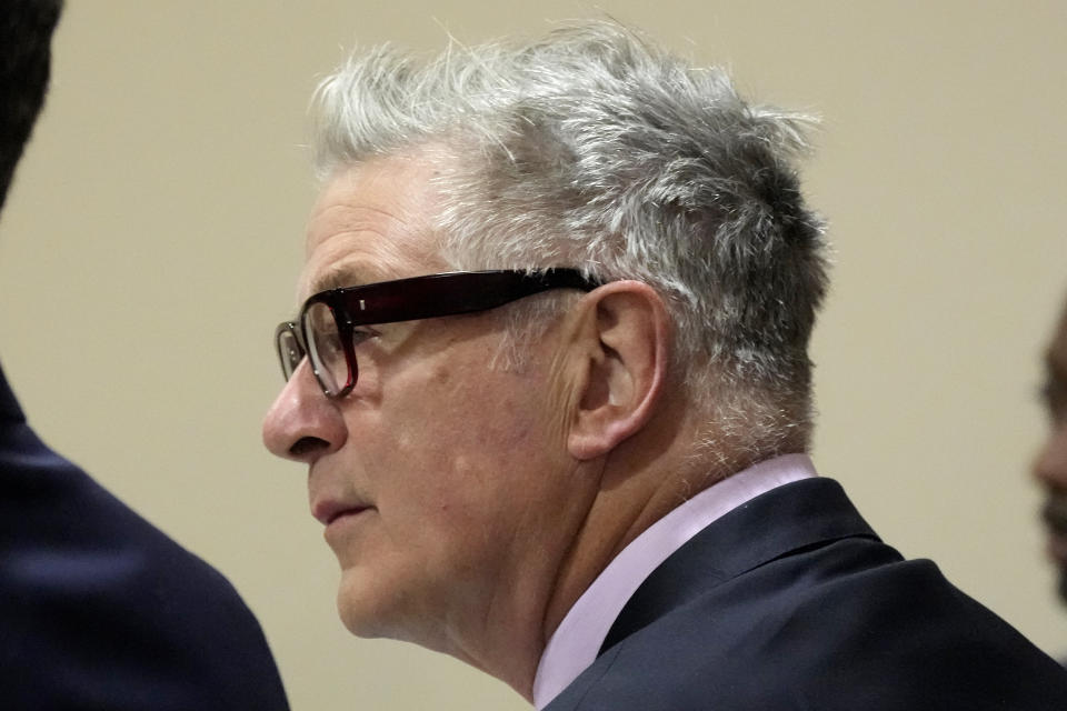 Actor Alec Baldwin listens during his hearing in Santa Fe County District Court, Wednesday, July 10, 2024, in Santa Fe, N.M. Baldwin is facing a single charge of involuntary manslaughter in the death of a cinematographer. (AP Photo/Ross D. Franklin, Pool)