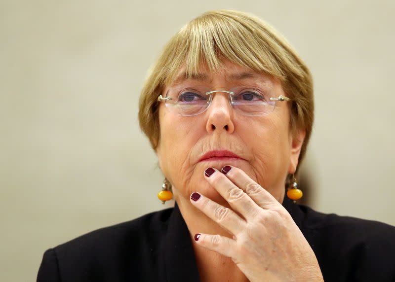 UN High Commissioner for Human Rights Bachelet attends a session of the Human Rights Council in Geneva