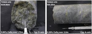 NQ Core Photographs of Mineralization in Hole THN22-213.