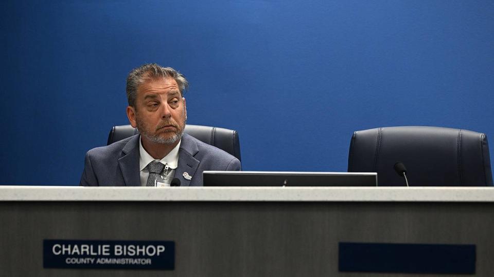 County Administrator Charlie Bishop during a special Manatee County Commission meeting Tuesday, April 16, 2024 on the impacts of illegal immigration in the county.