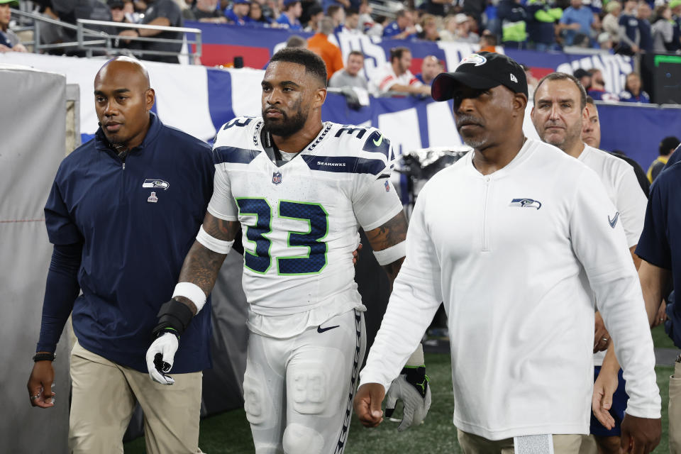 Jamal Adams left Monday night's game early in the first quarter to be evaluated for a concussion. (Photo by Sarah Stier/Getty Images)