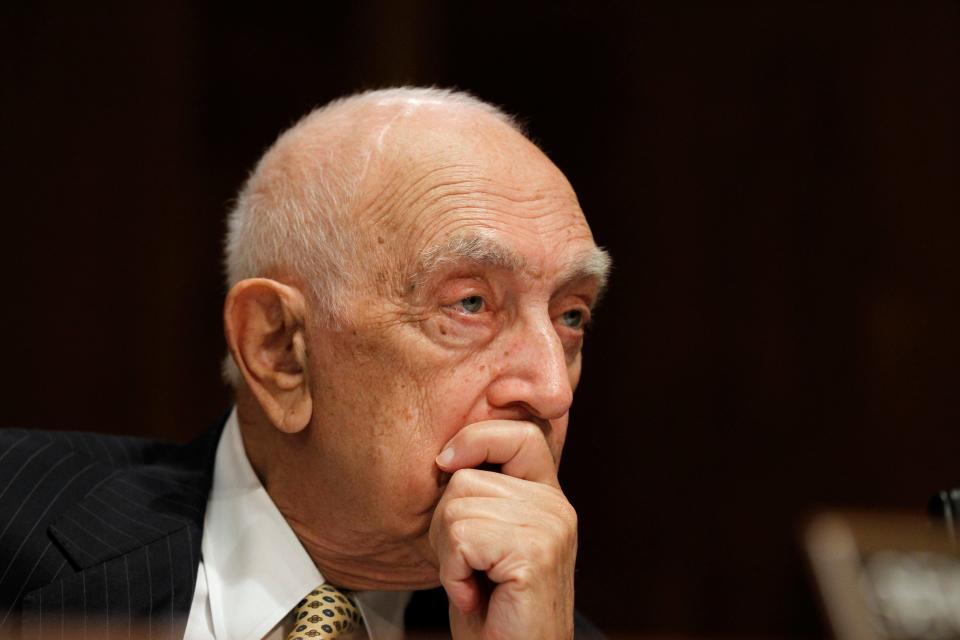 Sen. Frank Lautenberg, D-N.J., listens during a Senate Committee and Subcommittee on the Environment and Public Works hearing on the use of oil dispersants in the Deepwater Horizon oil spill, on Capitol Hill in Washington Wednesday, Aug. 4, 2010.