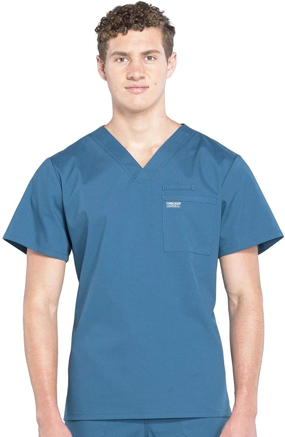 CHEROKEE Workwear Professional Men's V-Neck Top, best men's scrubs