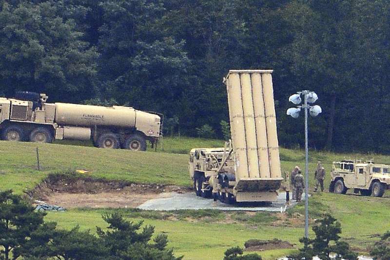 2017年9月，美軍6套「薩德」飛彈防禦系統進駐南韓星州（AP）