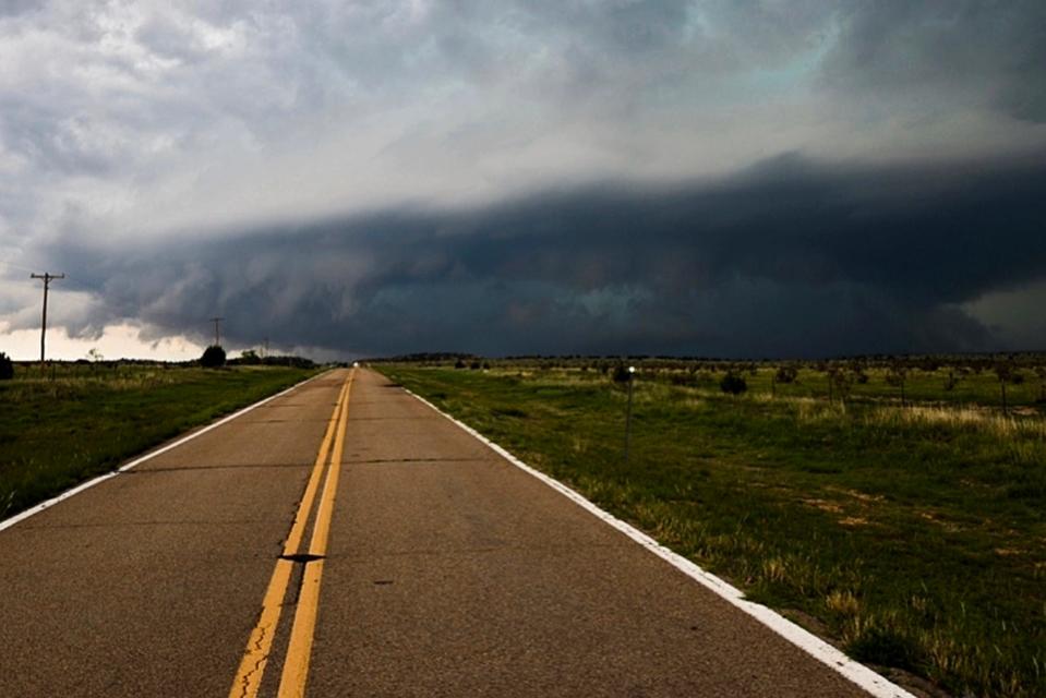 Dark clouds are seen during a tour of severe weather in the Midwest.