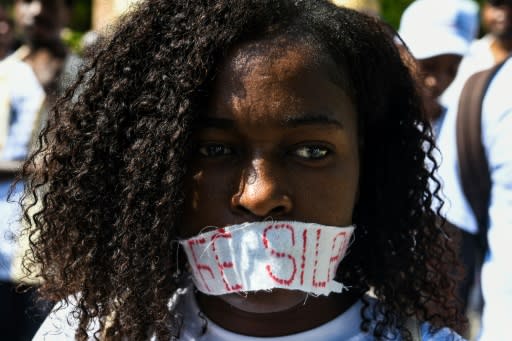 Protesters took to the streets of Port-au-Prince, Haiti on May 26, 2019 to denounce a recent spate of gang rapes