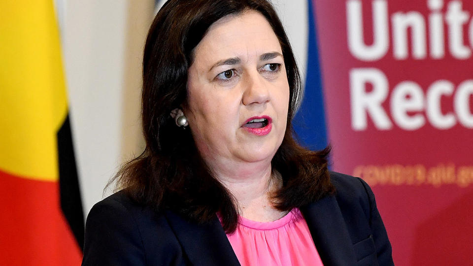 Annastacia Palaszczuk, pictured here speaking at a press conference in Brisbane.