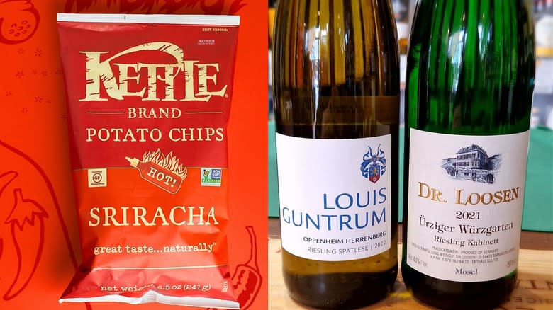 sriracha chips with riesling wine