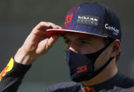 Red Bull driver Max Verstappen of the Netherlands after finishing third during the qualifying session for the Hungarian Formula One Grand Prix, at the Hungaroring racetrack in Mogyorod, Hungary, Saturday, July 31, 2021. The Hungarian Formula One Grand Prix will be held on Sunday. (David W Cerny/Pool via AP)