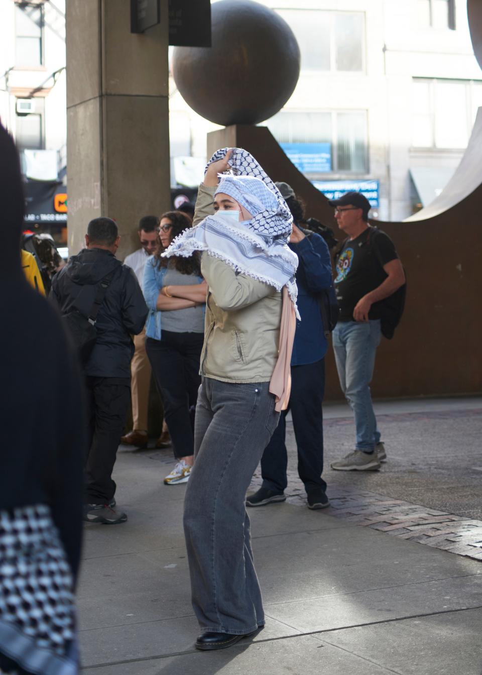 A FIT student outside the museum occupation.