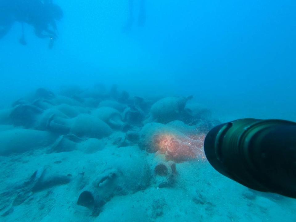 A pile of ancient Roman pottery marked the shipwreck’s location.