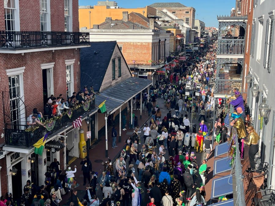Bourbon Street on Mardi Gras day 2024 (WGNO/Hank Allen)