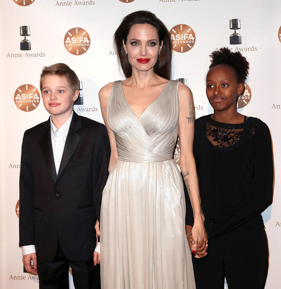 Shiloh Jolie-Pitt, Angelina Jolie, and Zahara Jolie-Pitt