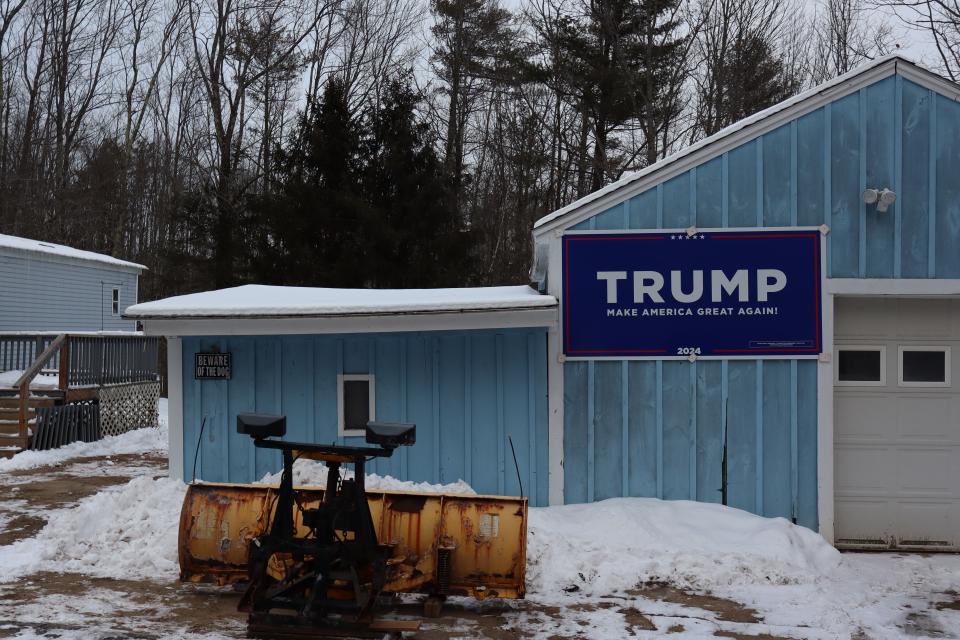 A shed with a Trump sign is pictured near Wolfeboro, N.H., on Saturday, Jan. 20, 2024. | Samuel Benson, Deseret News