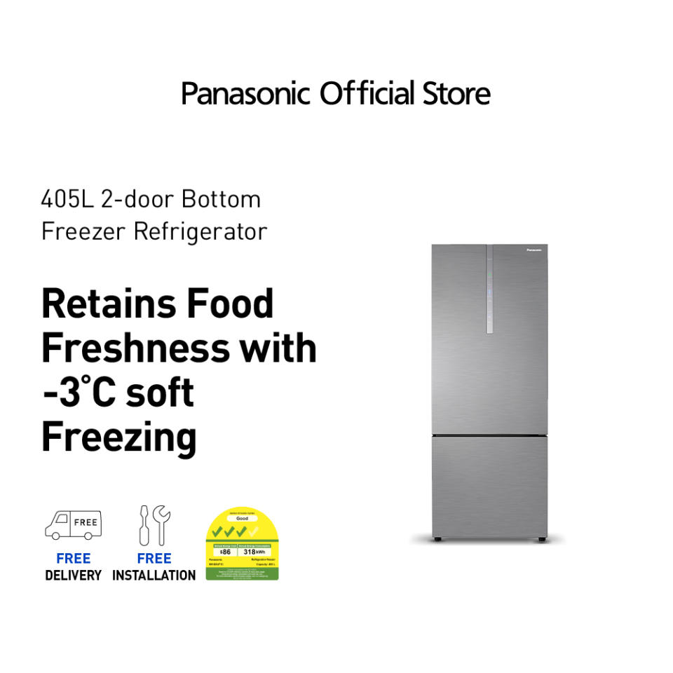 Panasonic 405L NR-BX471CPSS Premium Bottom Freezer 2 Doors Refrigerator with PrimeFresh+. (Photo: Shopee SG)
