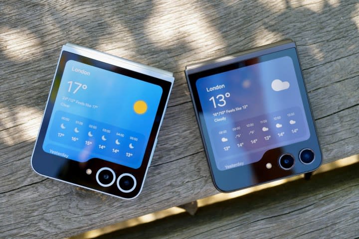 Las aplicaciones meteorológicas del Samsung Galaxy Z Flip 6 y Galaxy Z Flip 5.