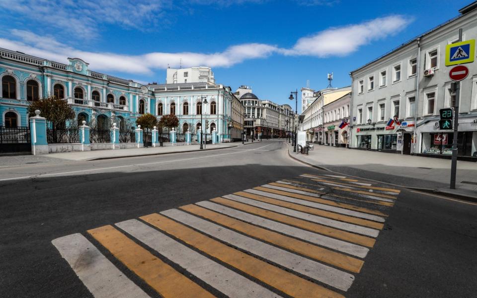 A deserted Moscow street - YURI KOCHETKOV/EPA-EFE/Shutterstock