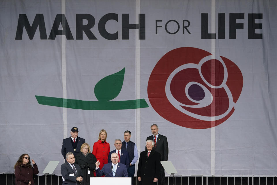 Rep. Steve Scalise, R-La., speaks during the March for Life rally, Friday, Jan. 20, 2023, in Washington. (AP Photo/Patrick Semansky)