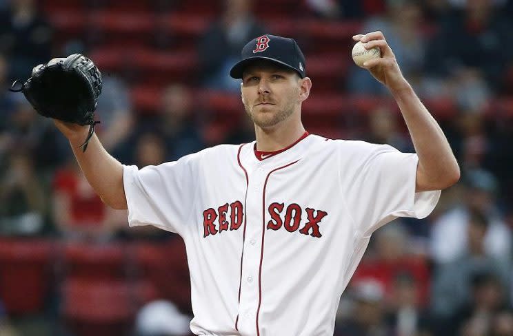 Boston's Chris Sale will not be suspended for throwing a pitch behind Manny Machado on Tuesday. (AP)