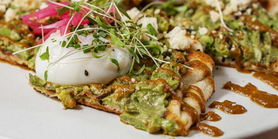 Steel Paneer Bhuri Avocado Toast at Breakfast AF in Louisville's Schnitzelburg neighborhood.