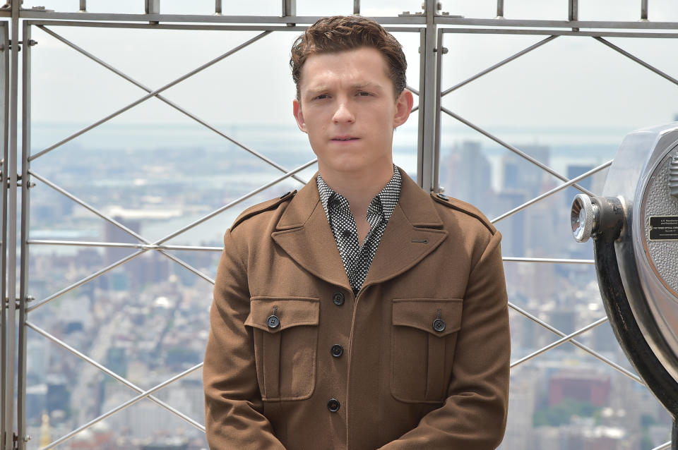 NEW YORK, NEW YORK - JUNE 24:  Tom Holland attends Stars Of "Spider-Man: Far From Home" Light The Empire State Building at The Empire State Building on June 24, 2019 in New York City. (Photo by Theo Wargo/Getty Images)