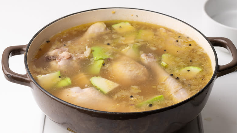 chicken and chayote in broth