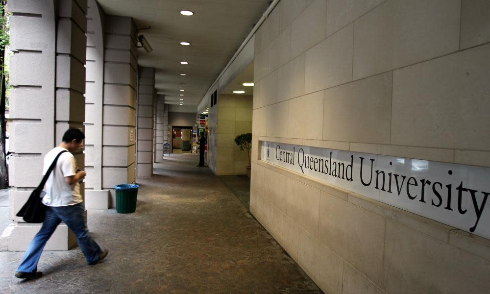 A student walks into the Central Queensland University’s Sydney campus