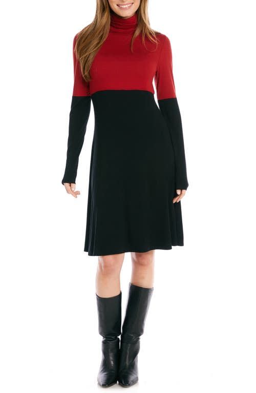 Karen Kane Colorblock Long Sleeve Jersey Dress in Black/Red at Nordstrom, Size X-Small