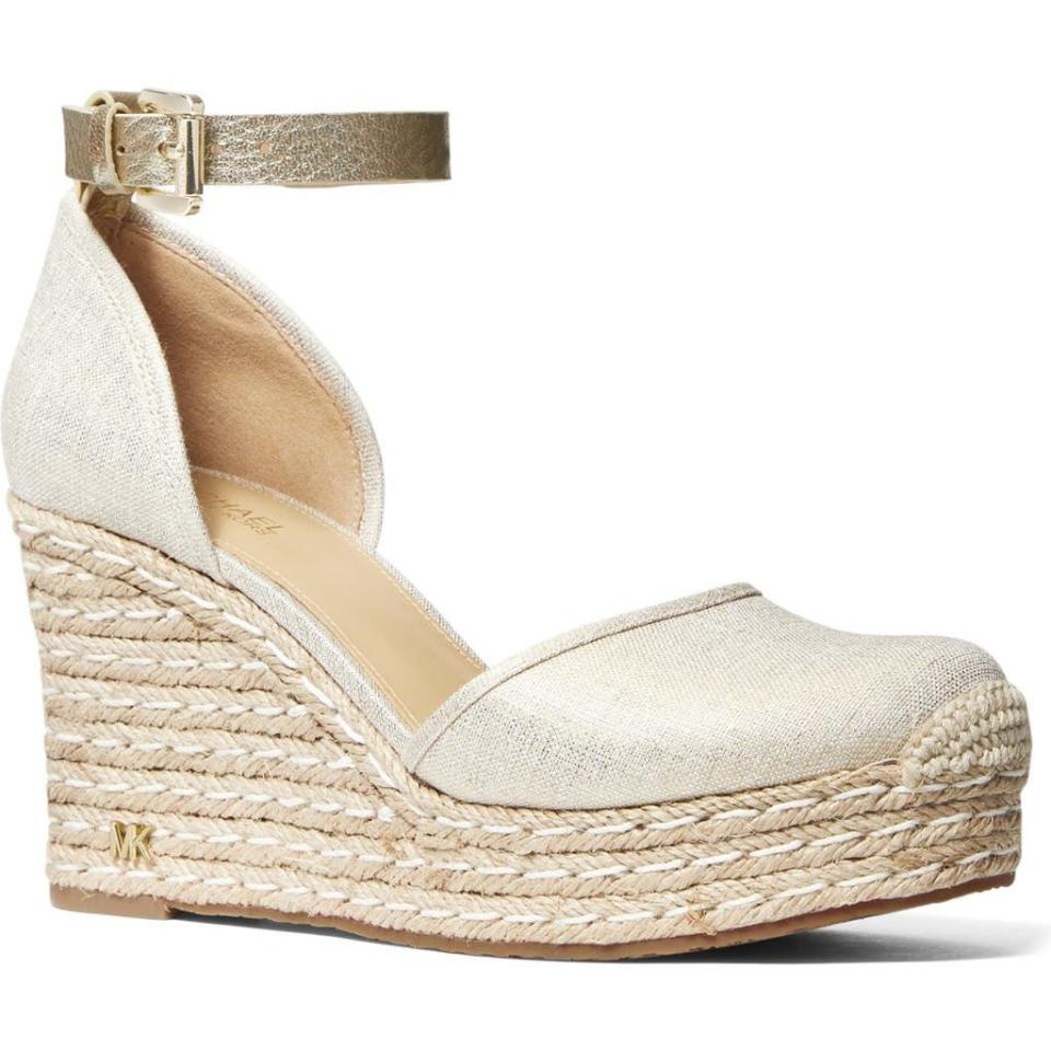 19) MICHAEL Michael Kors Kendrick Espadrille Wedge Sandal in Pale Gold at Nordstrom, Size 11