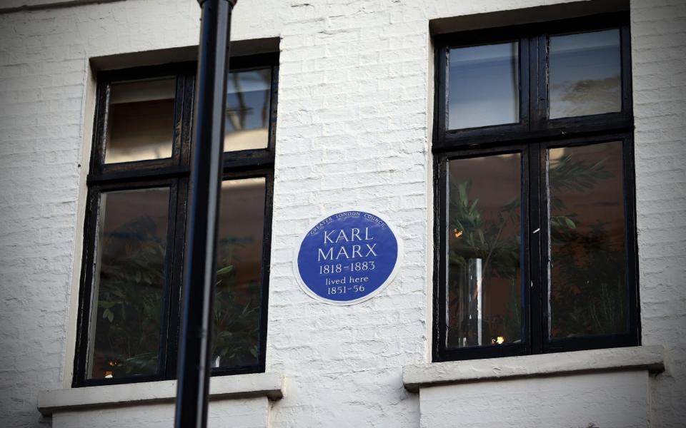 Blue plaque of Karl Marx