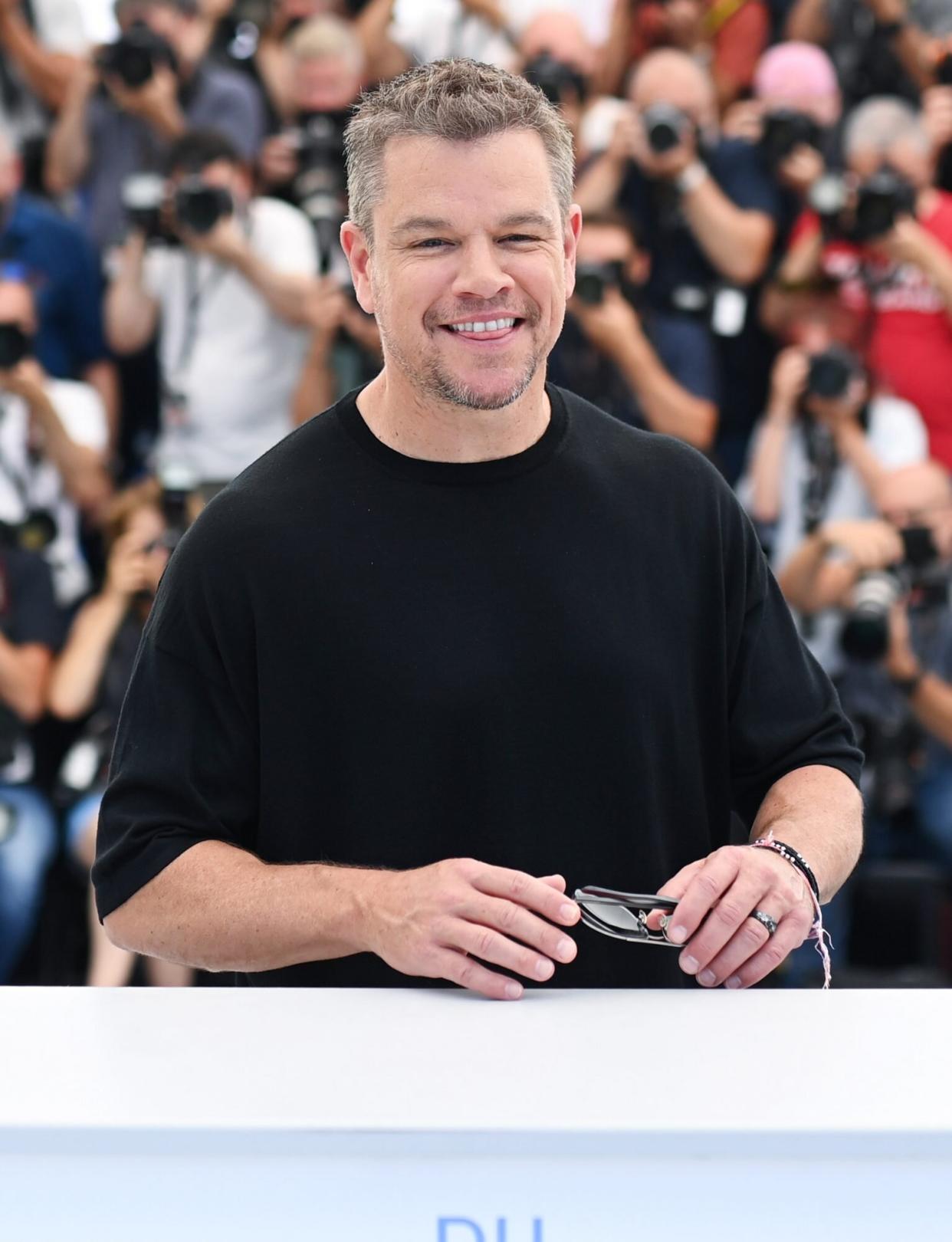 Matt Damon attends "Stillwater" photocall during the 74th annual Cannes Film Festival on July 09, 2021 in Cannes, France
